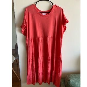 Size XL Coral Pink Time and Tru Tiered T-Shirt Dress